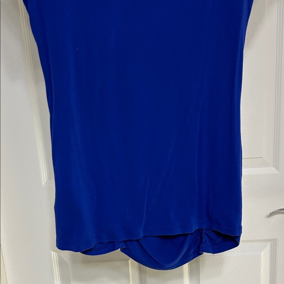 INC International Concepts Royal Blue Top Ruched Short Sleeve Flattering Fitted - Picture 10 of 10